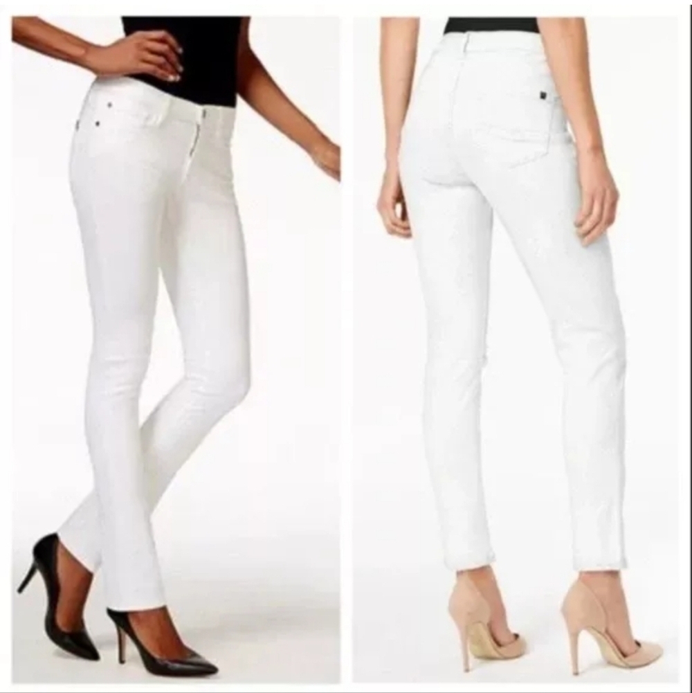 Buffalo David Bitton Misha Mid Rise Straight Leg Stretch Denim Bootcut White